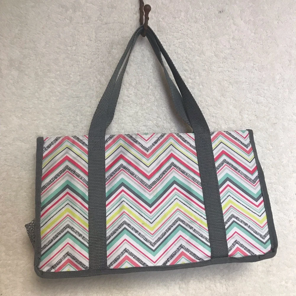 thirty-one Chevron Multi-Color Tote with Gray Trim and Handles